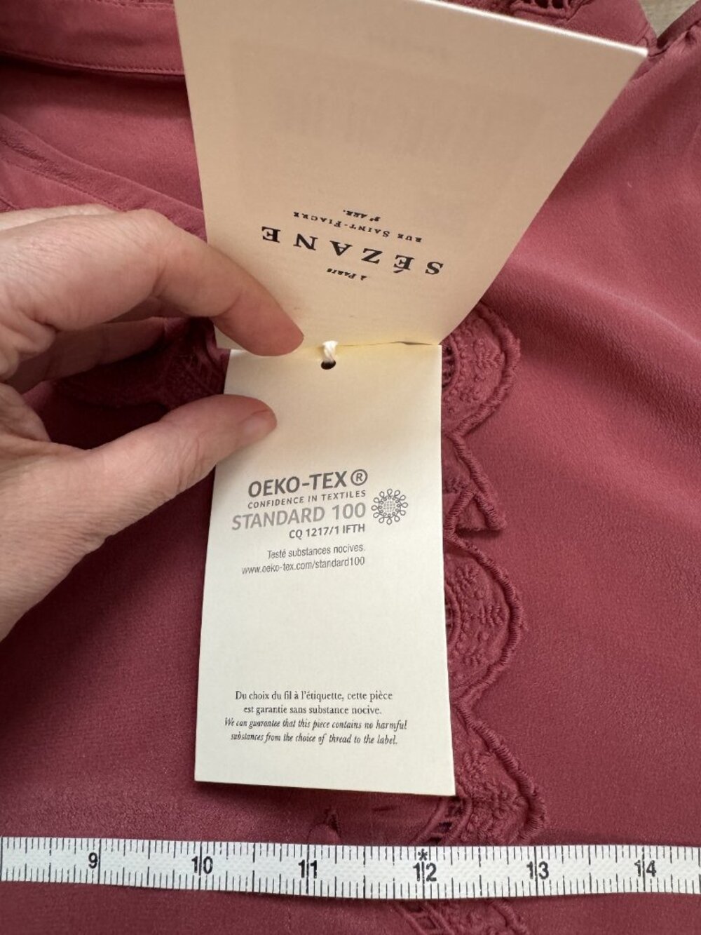 NWT SEZANE Chloe Silk Blouse Chemise Top Womens Size M FR Size 42 US 10 Rose - Picture 4 of 10